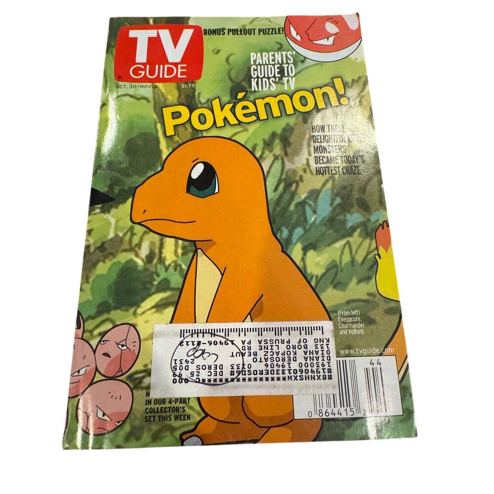 Pokemon Charmander TV Guide Oct-Nov 1999 vintage